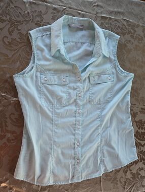 Riders by Lee Equestrian Pin Stripe Button Down Tank